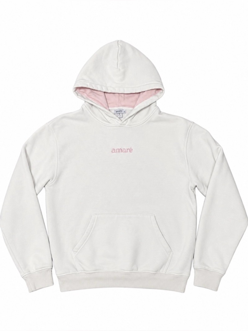 Amaré Women's White “radiate love” Hoodie with Pink Lining
